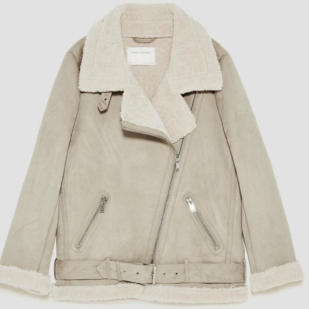 ❤️ NWT ZARA ICE FAUX FUR LEATHER BIKER JACKET - Picture 6 of 6